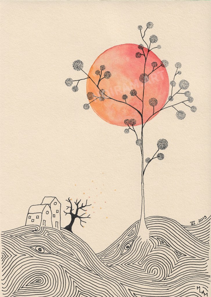 Aquarelle espérance laboure maisonnette arbre mlam noiram marion-lorraine poncet