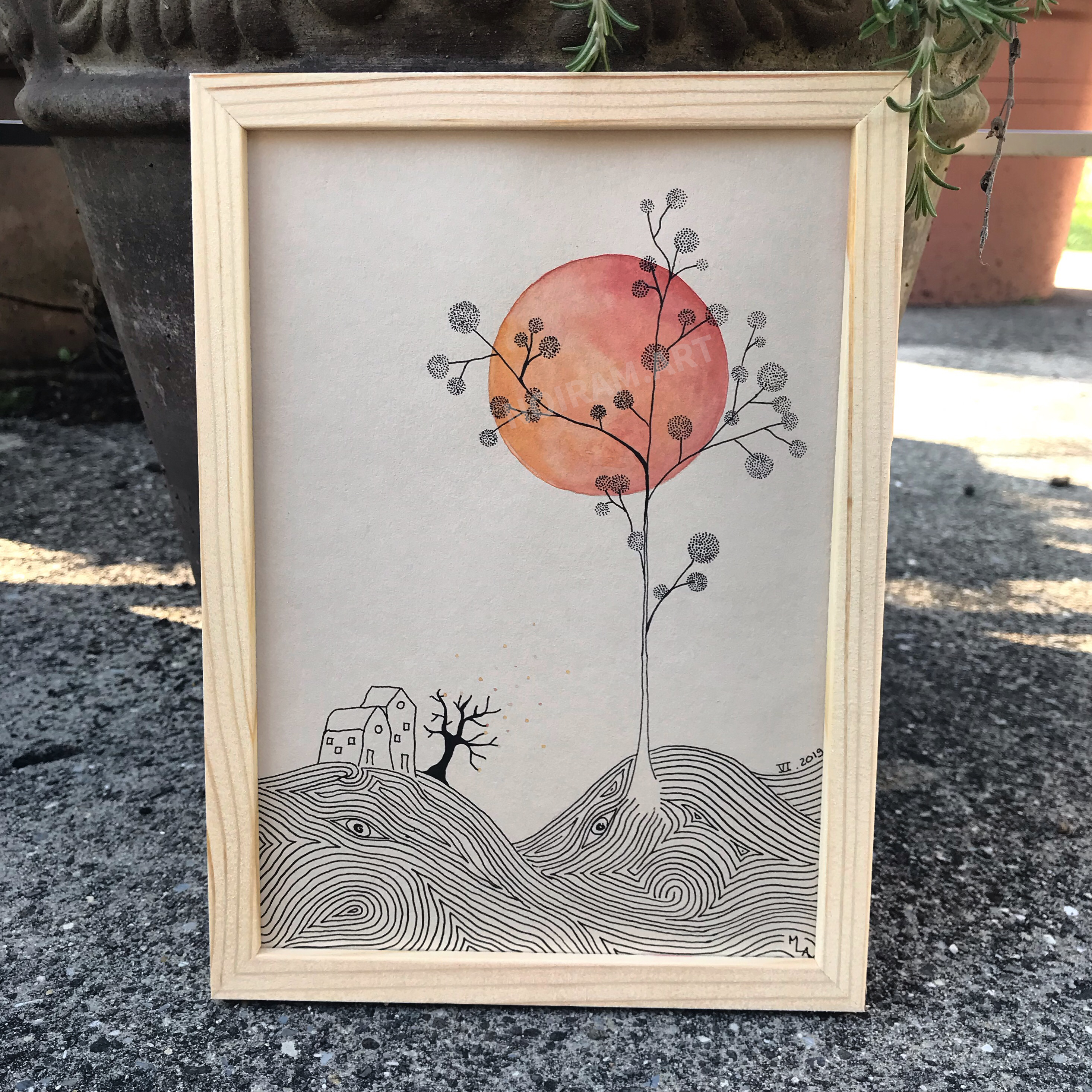 Aquarelle espérance laboure maisonnette arbre mlam noiram marion-lorraine poncet