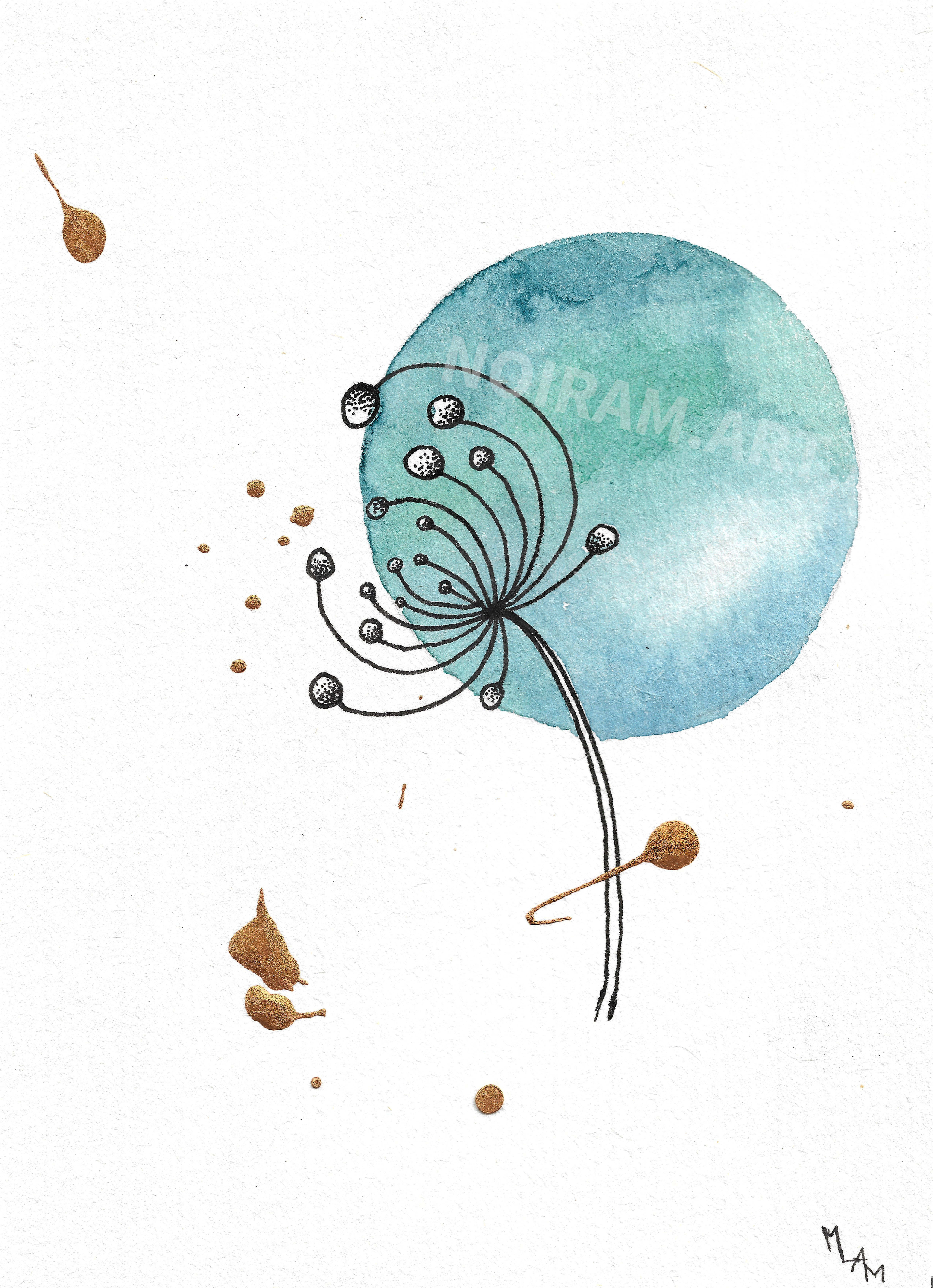 Aquarelle la naissance d'une comète planète plante mlam noiram marion-lorraine poncet