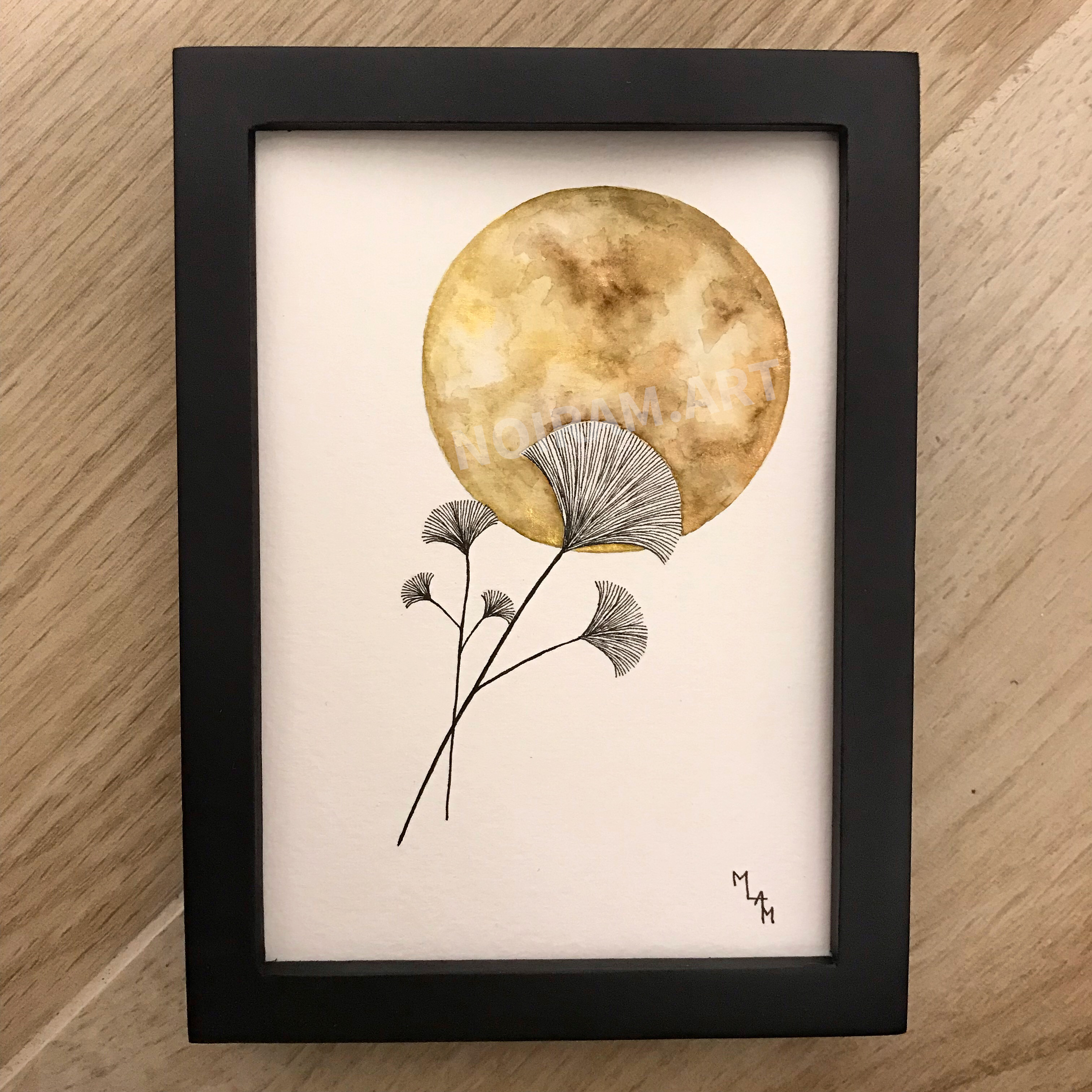 Aquarelle Horus Egypte papyrus mlam noiram marion-lorraine poncet planète plante