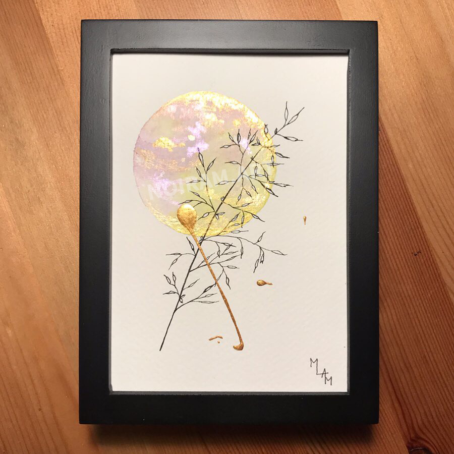 Aquarelle Amélie rose jaune mlam noiram marion-lorraine poncet planète plante