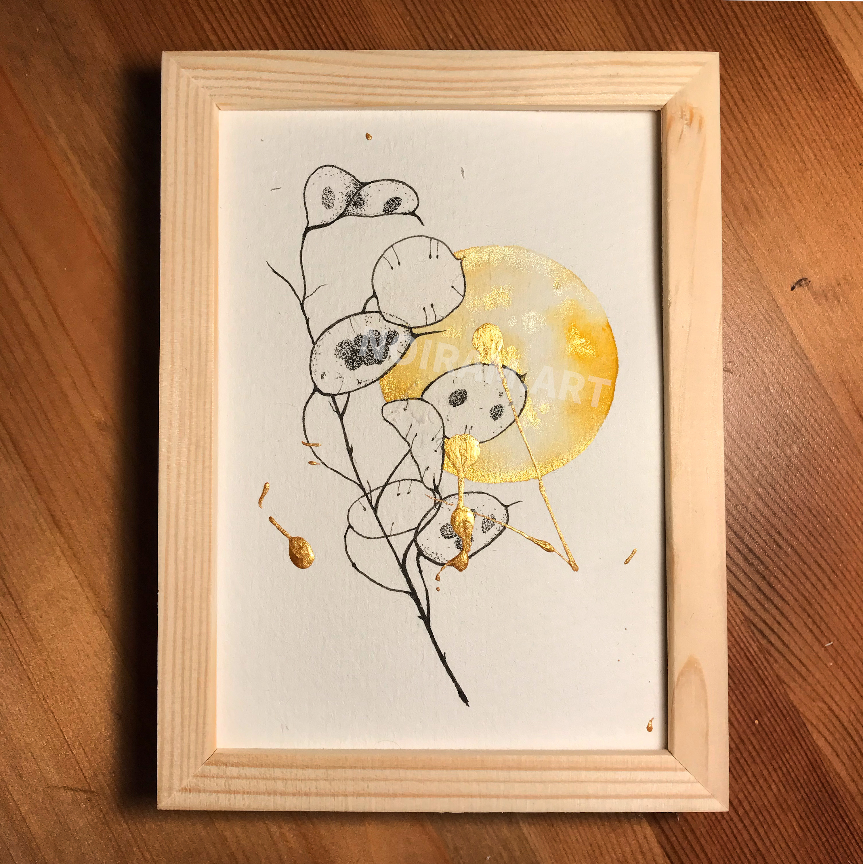 Aquarelle Soleil d'automne monnaie du pape mlam noiram marion-lorraine poncet planète plante