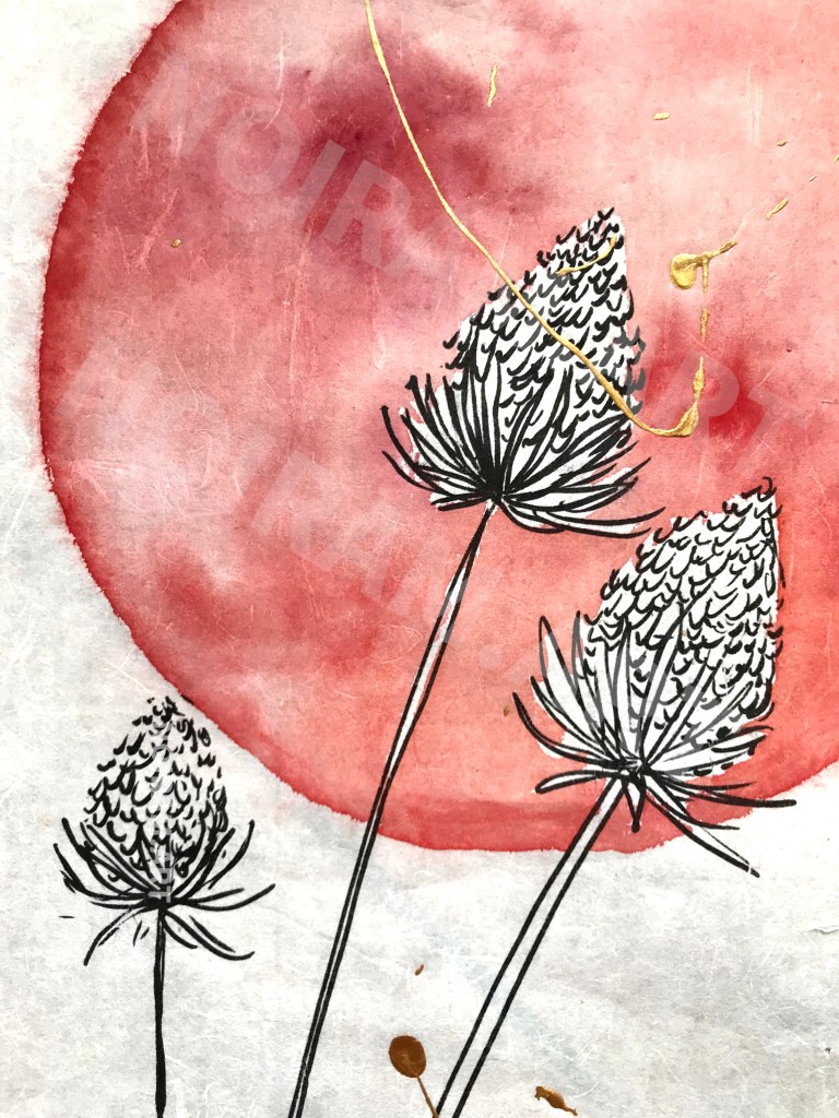 Aquarelle l'élan papier japon mlam noiram marion-lorraine poncet planète plante