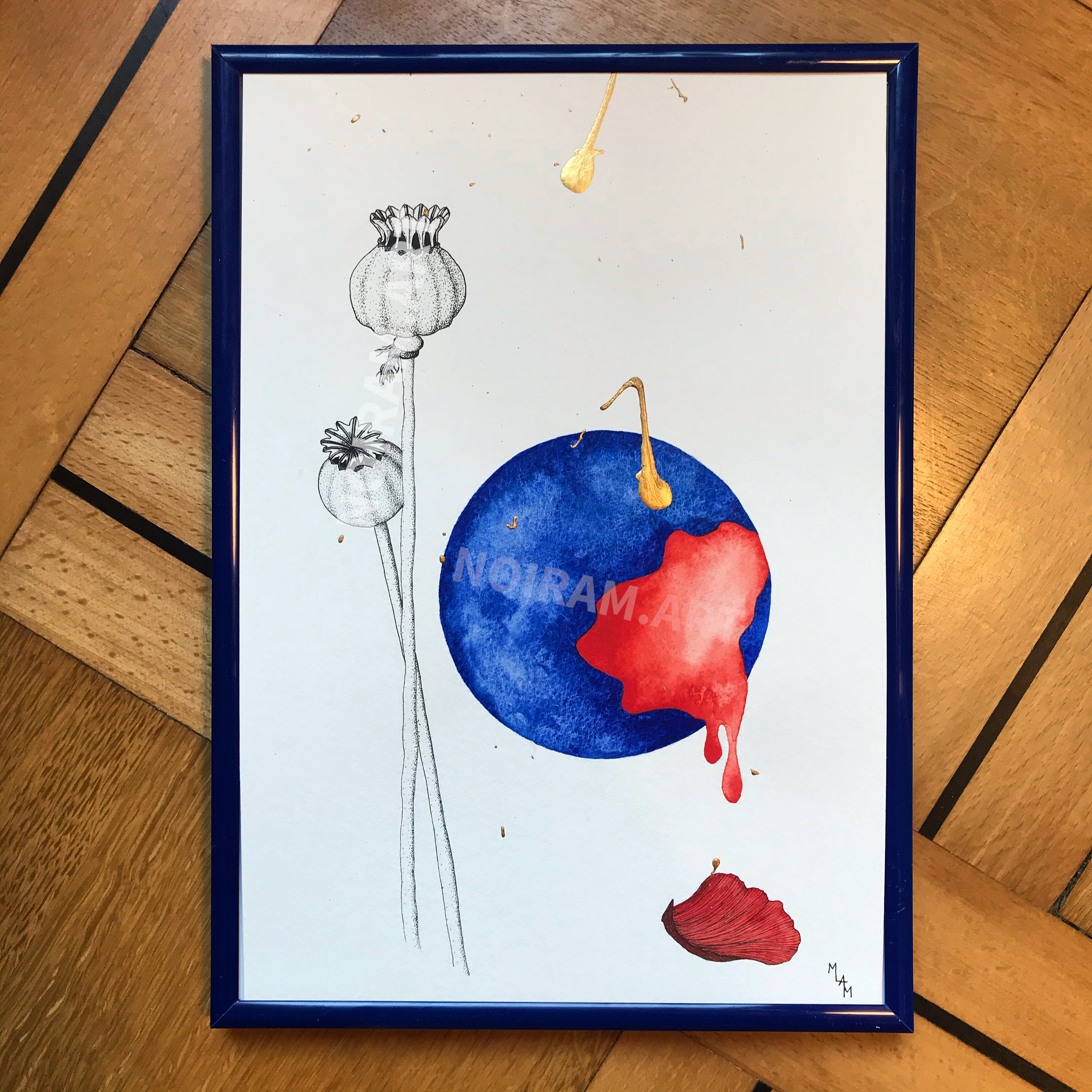 Aquarelle l'enfant ce monstre adultes jean-paul Sartre Pavot pétale dégouline mlam noiram marion-lorraine poncet planète plante