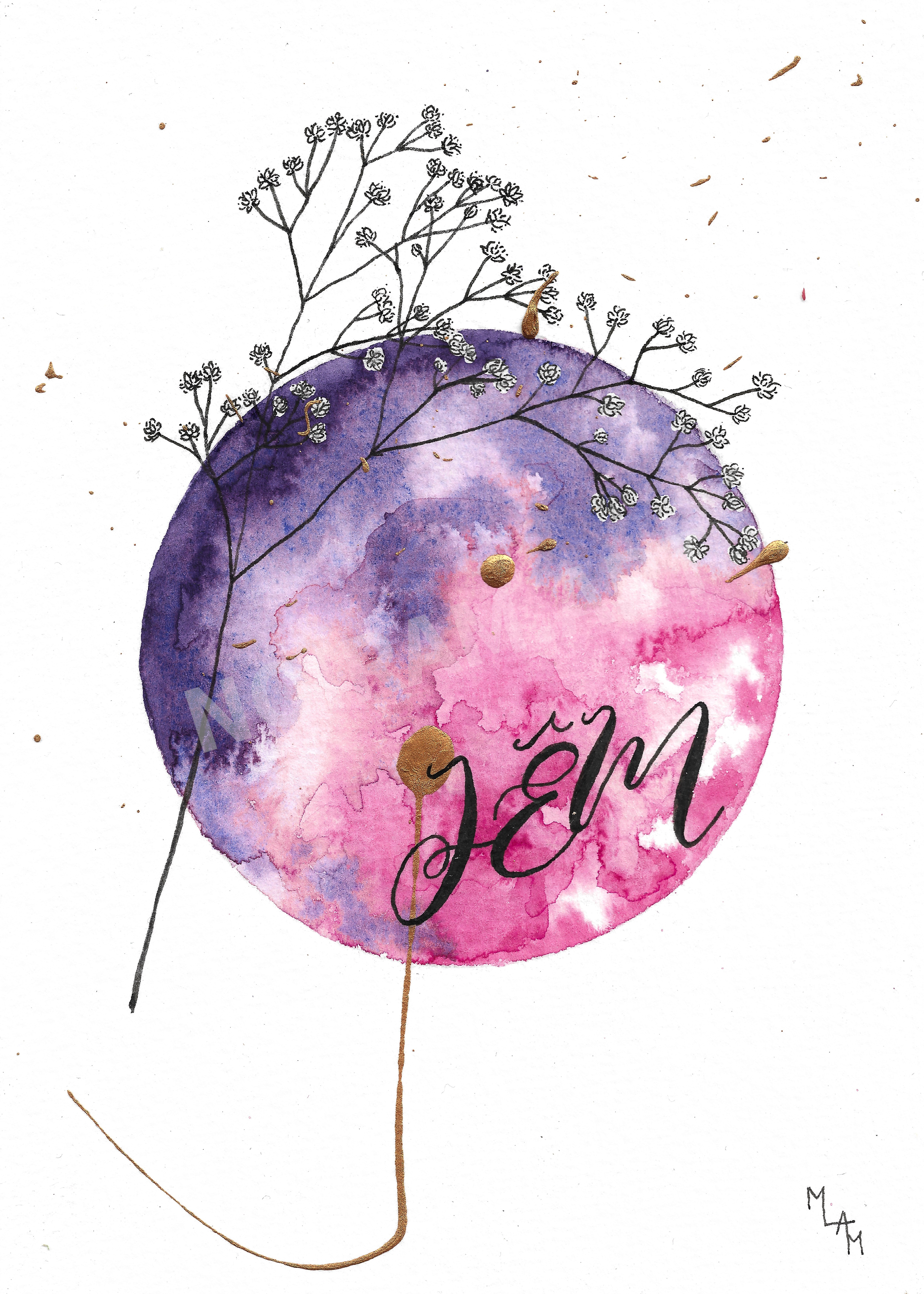 JÊM aquarelle mlam noiram Poncet Gypsophylle planète Erard