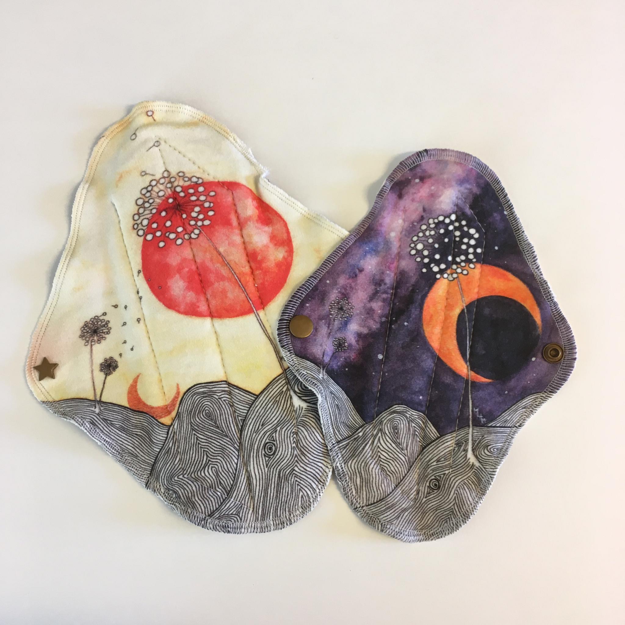 Lunes serviettes menstruelles lavables rise marion lorraine poncet mlam noiram paysage soleil plante labour sang