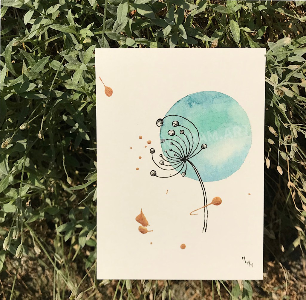 Aquarelle la naissance d'une comète planète plante mlam noiram marion-lorraine poncet carte