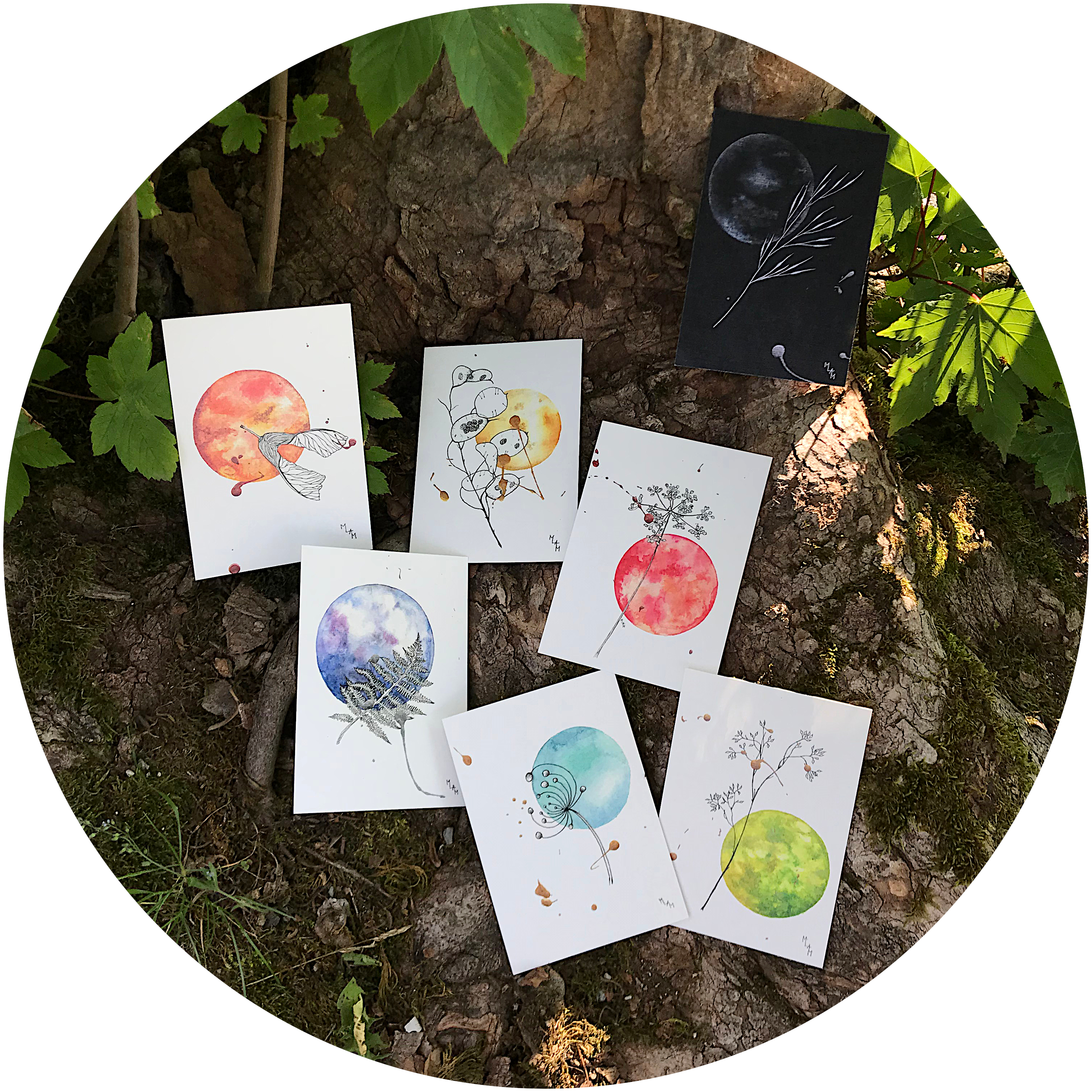 Aquarelle planète plante mlam noiram marion-lorraine poncet carte
