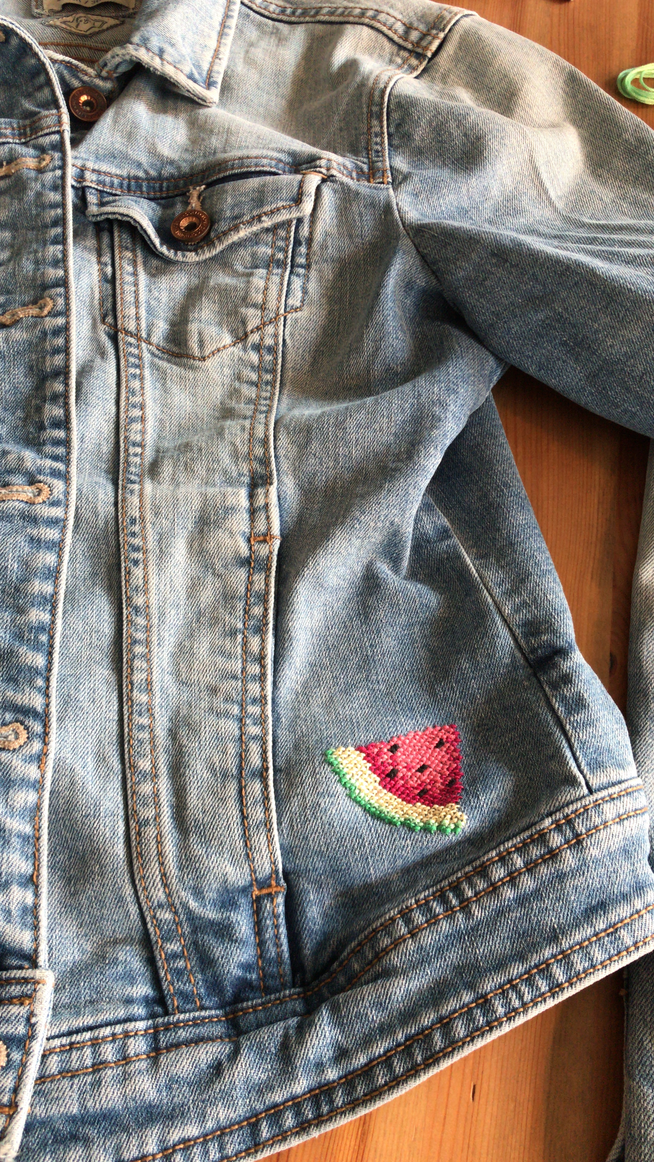 mlam noiram marion-lorraine Poncet broderie pastèque veste jeans